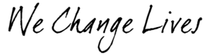 We Change Lives tagline text in cursive