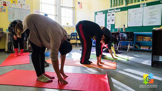 Gersh Academy Students Performing Yoga in their Friday Club